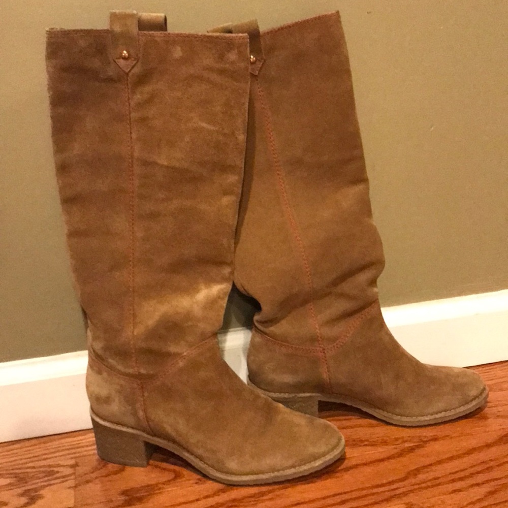 Kate Spade caramel suede knee-high boots